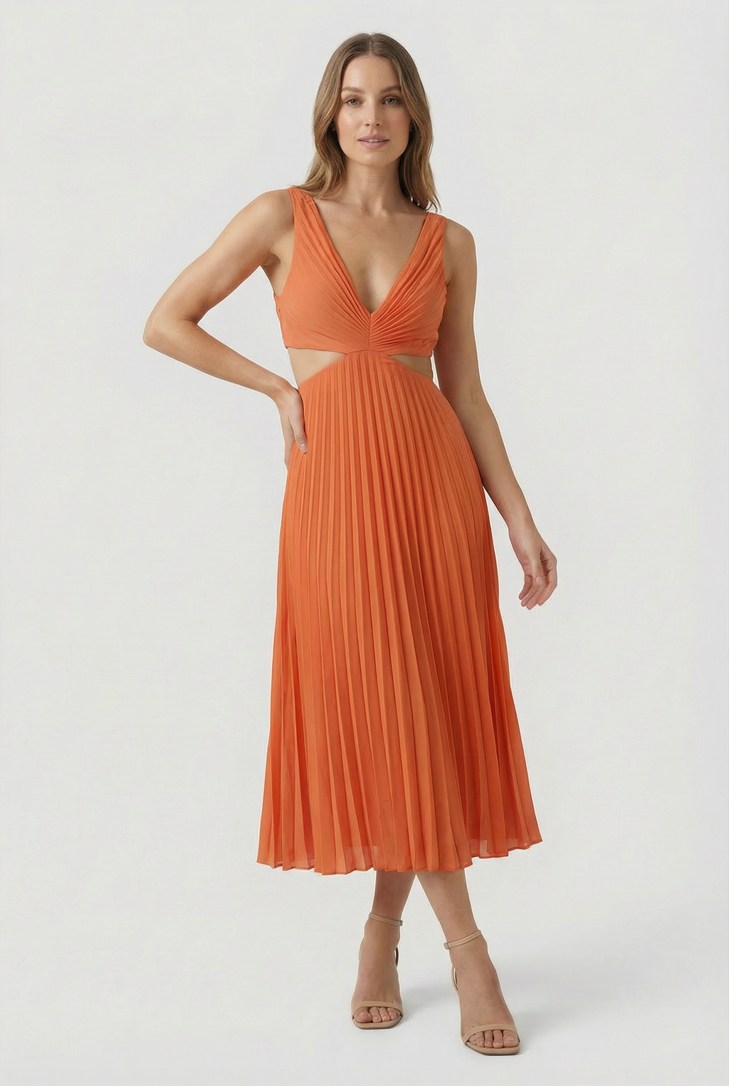 Women's Elegant Pleated Maxi Dress