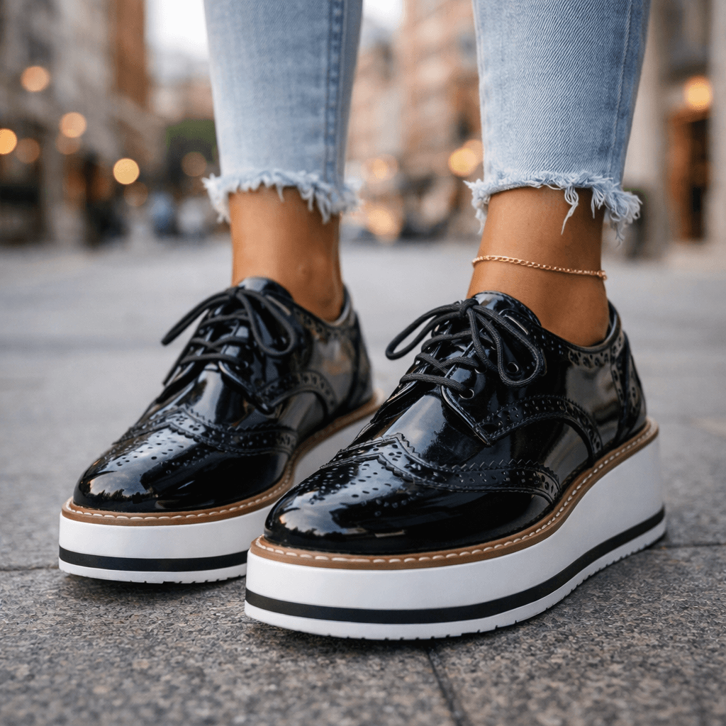 leather brogue platform Heels
