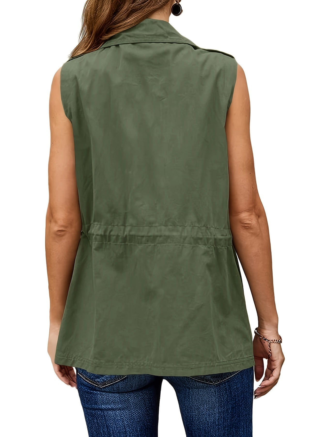 Khaki Sleeveless Vest Jacket