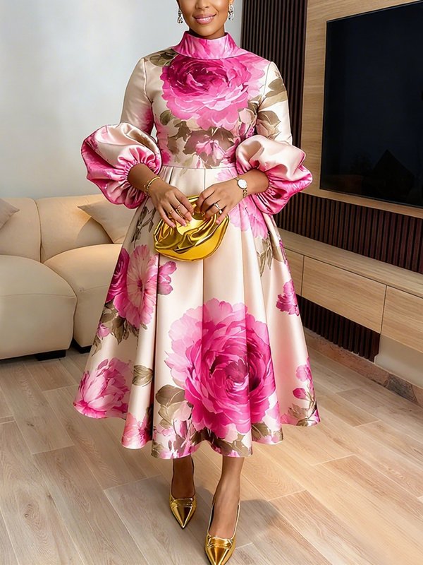 Pink Floral Print Maxi Dress