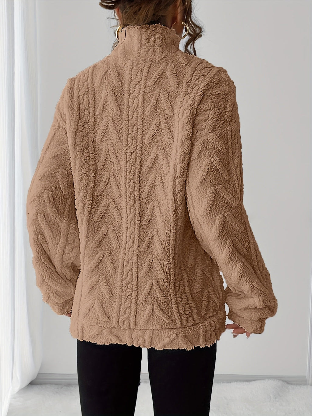 Cream cozy textured pullover