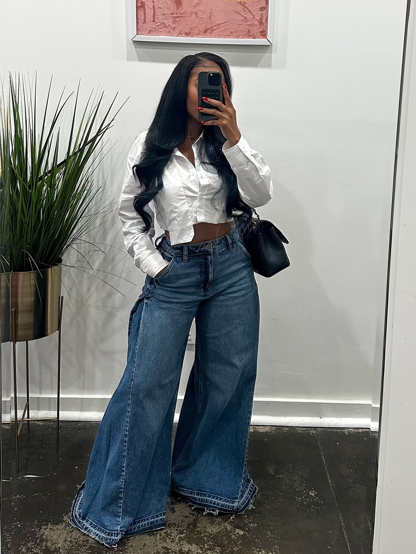 High-Waist Wide-Leg Flare Jeans