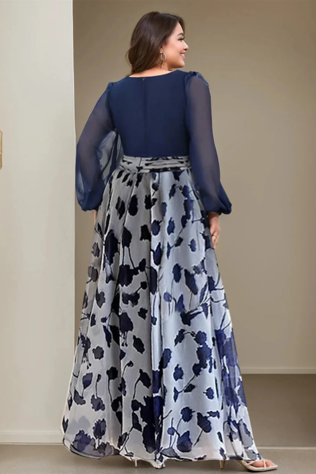Floral Balloon Sleeve Wedding Guest Maxi Dress