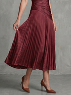 Theodora - Pleated Waistline Stripe Midi Dress