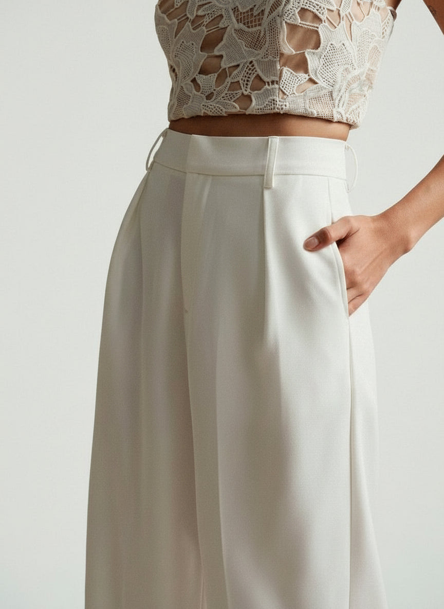 High Waist Wide Leg Tailored Pants Summer