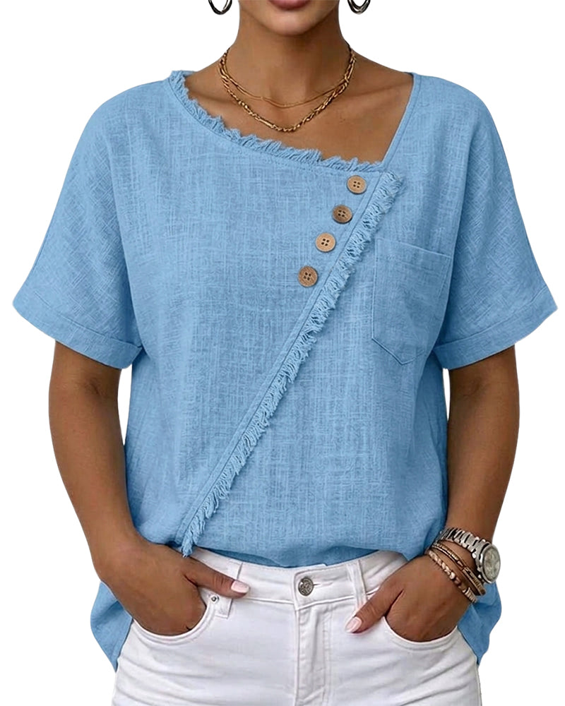 Women's Raw Edge Casual Blouse Summer | Senselle