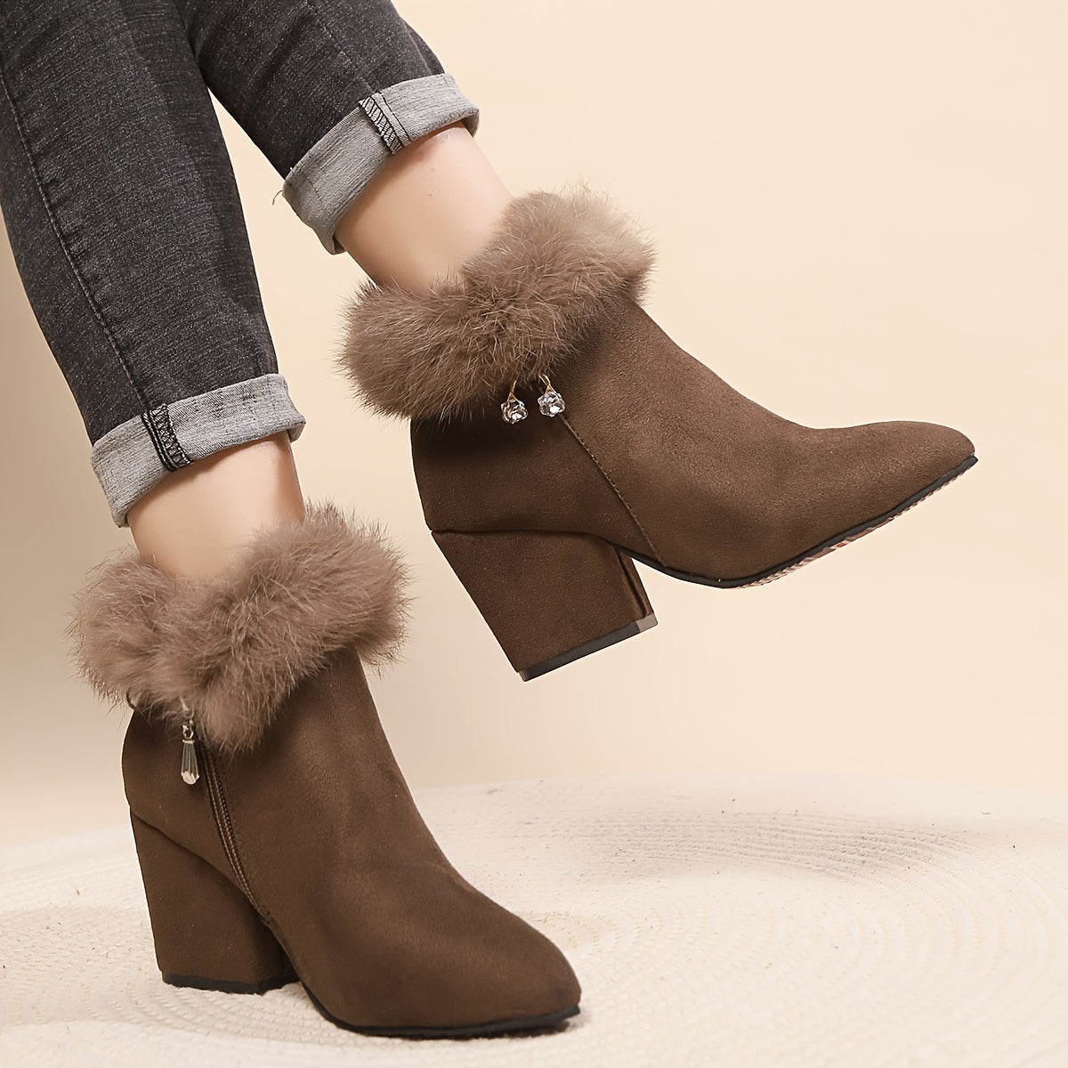 warm block-heel ankle Boots