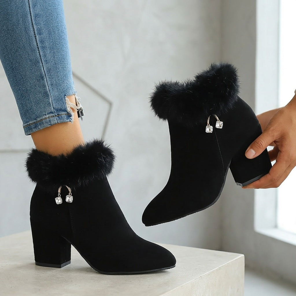 warm block-heel ankle Boots