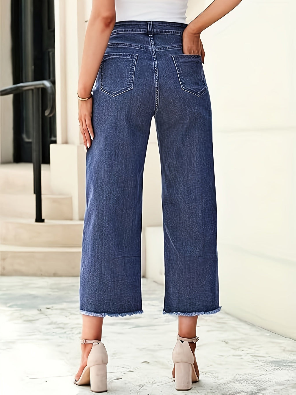 Royal Blue Tailored Cropped Straight-Leg Jeans