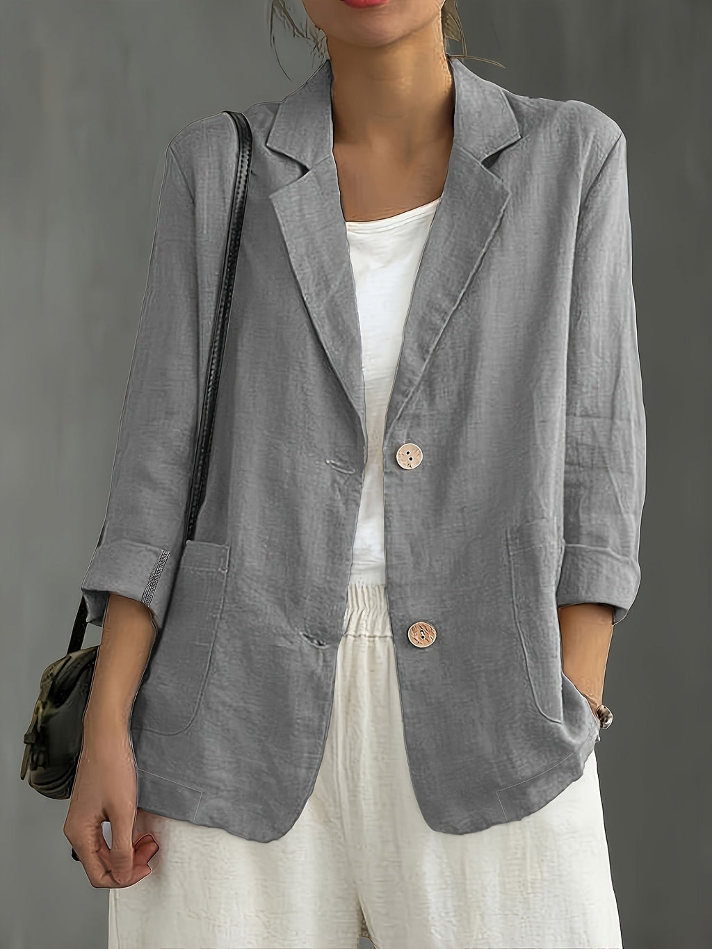 Grey Classic Linen Blazer