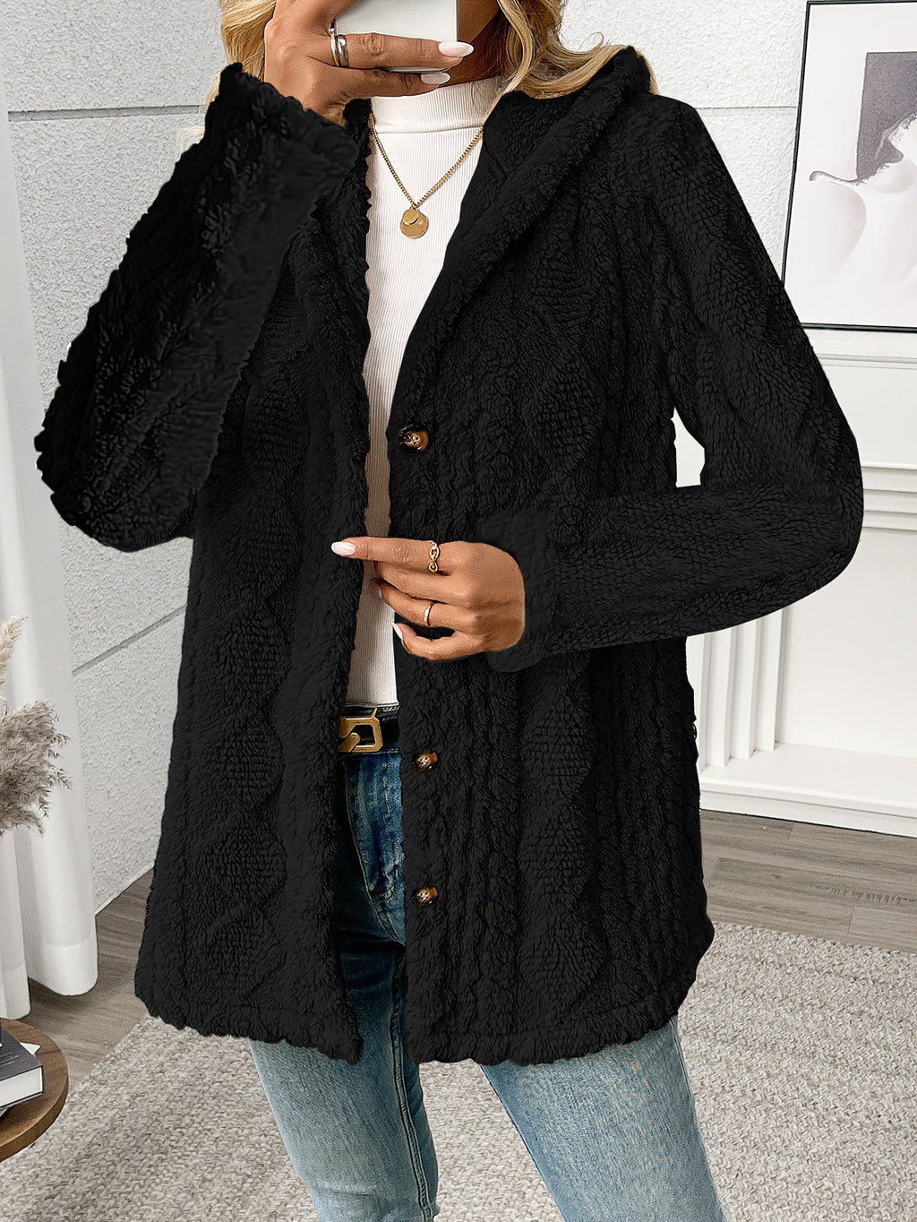 Black Textured Coat