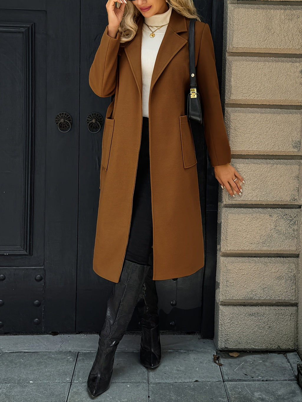 Camel Belted Long Coat