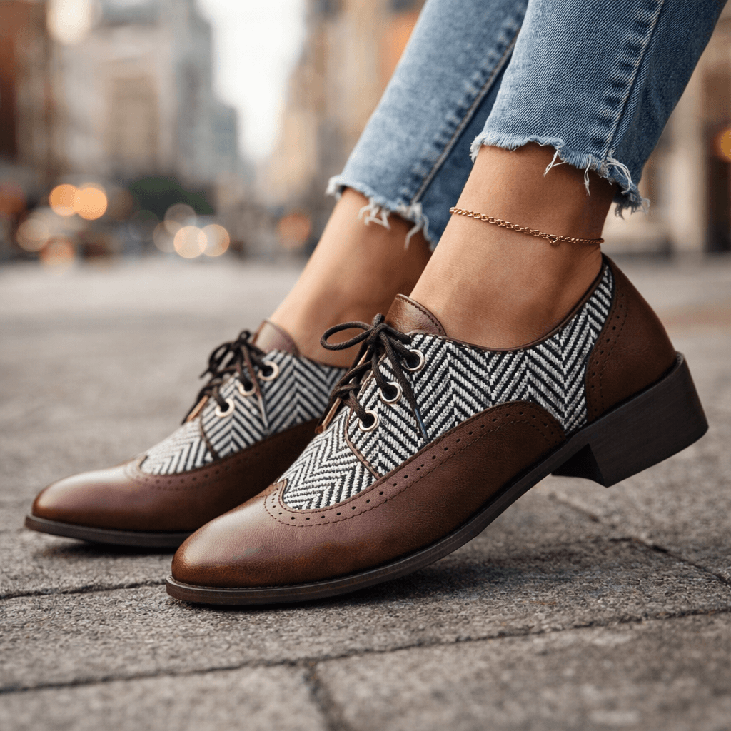 Brown Tweed Herringbone Brogues