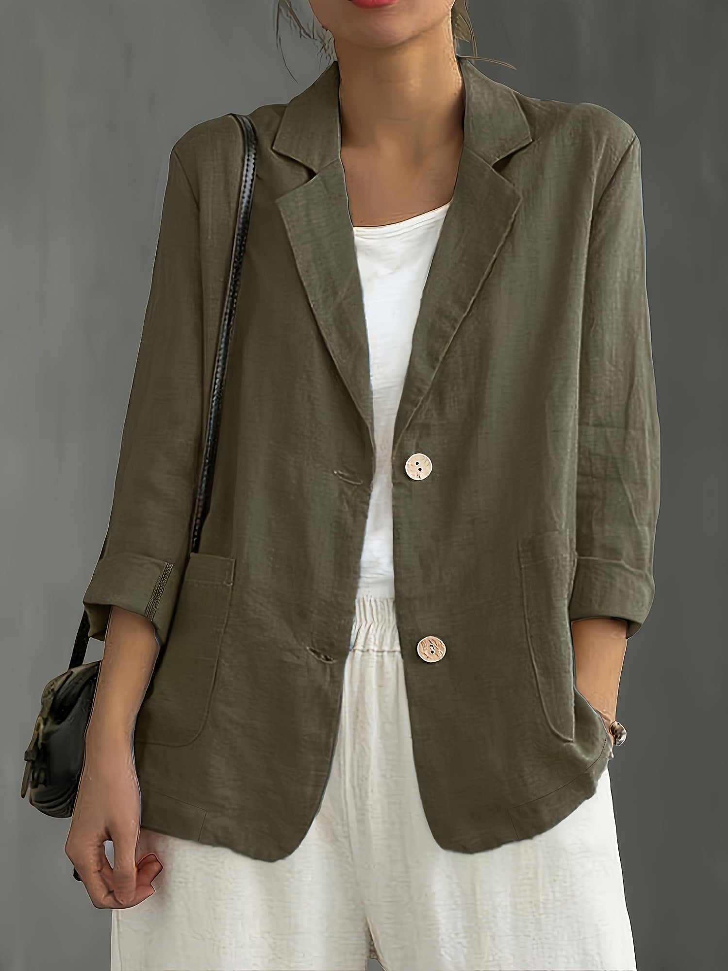 Army Green Classic Linen Blazer