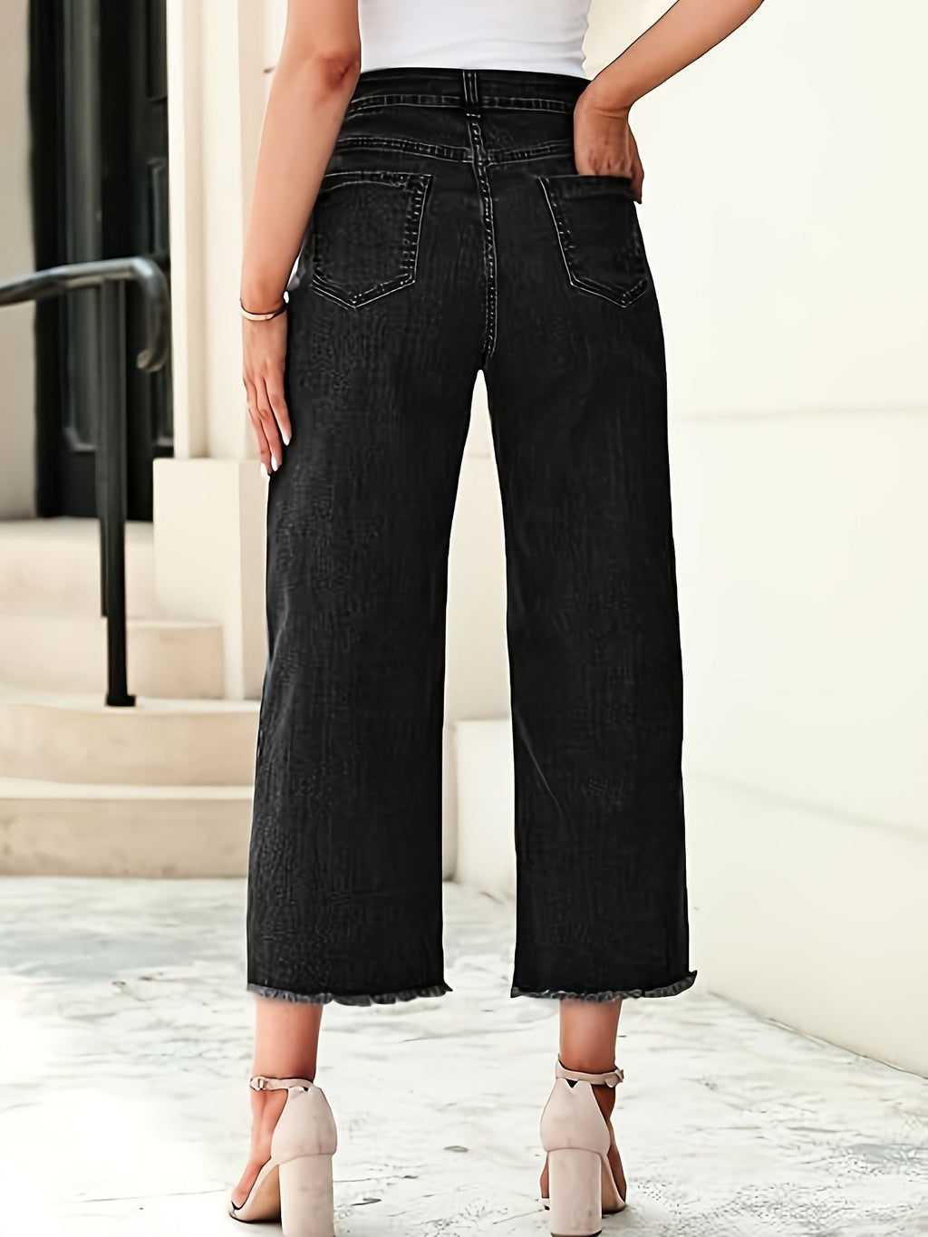 Royal Blue Tailored Cropped Straight-Leg Jeans