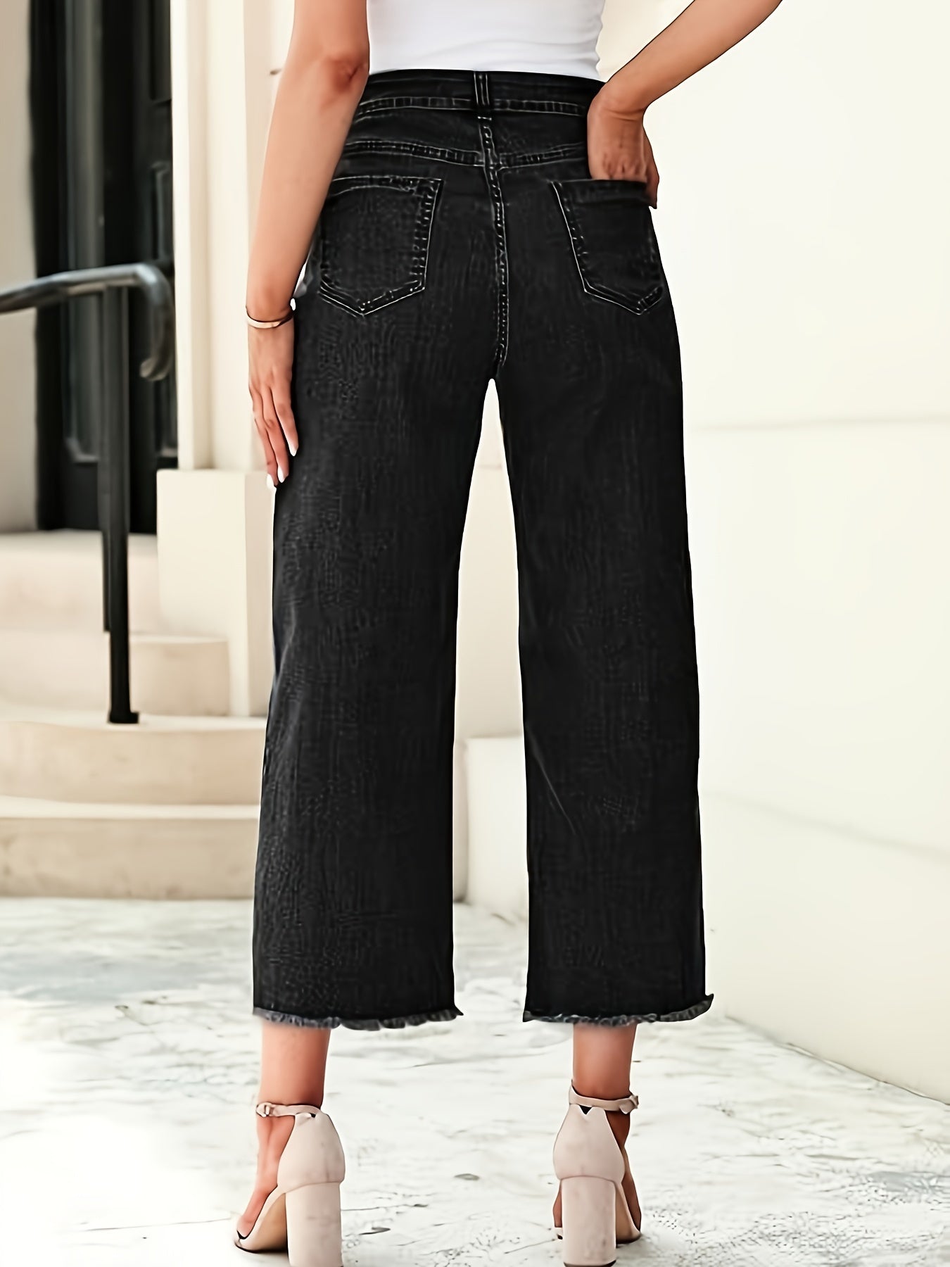 Royal Blue Tailored Cropped Straight-Leg Jeans