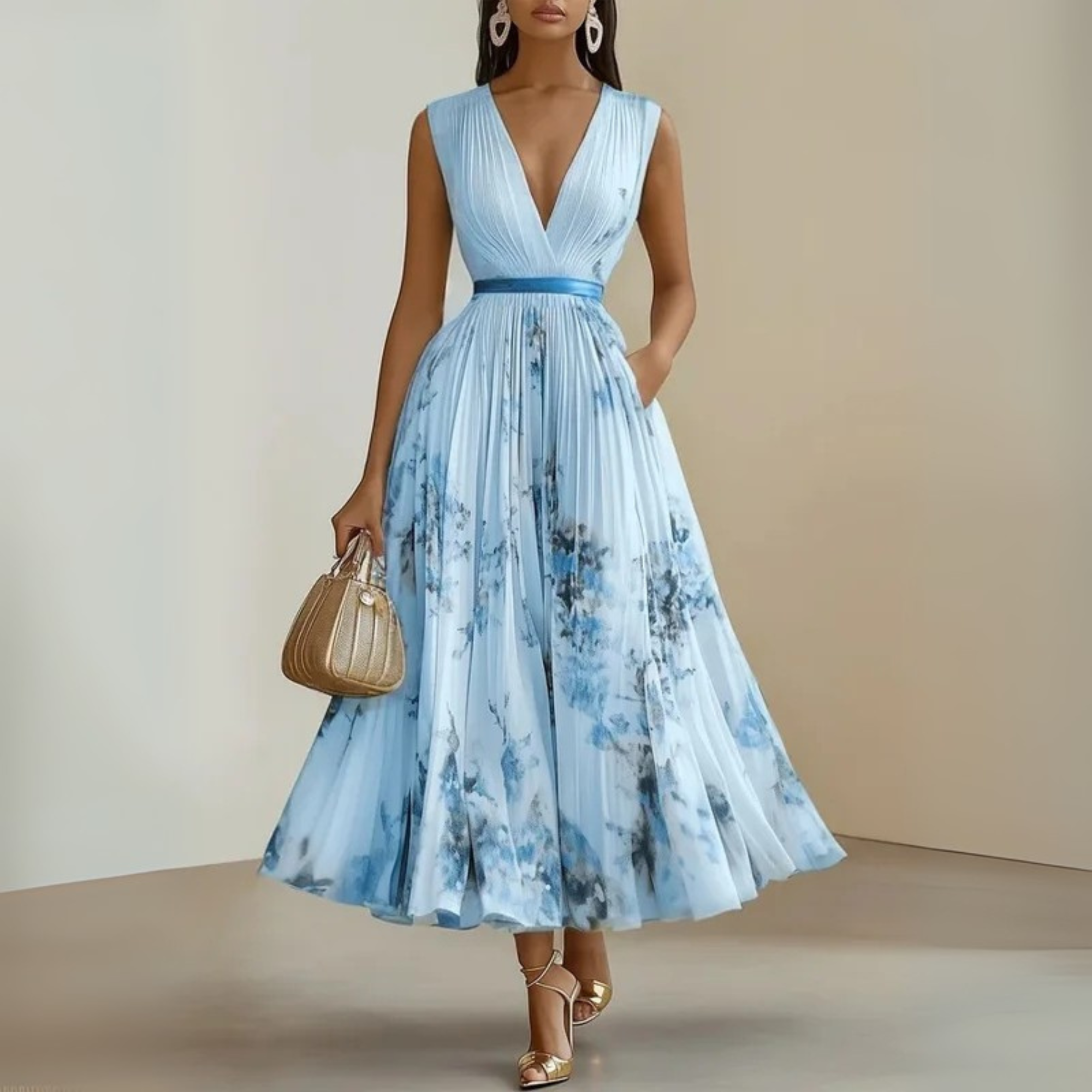 Maureen – Flowy Floral Sleeveless Summer Maxi Dress