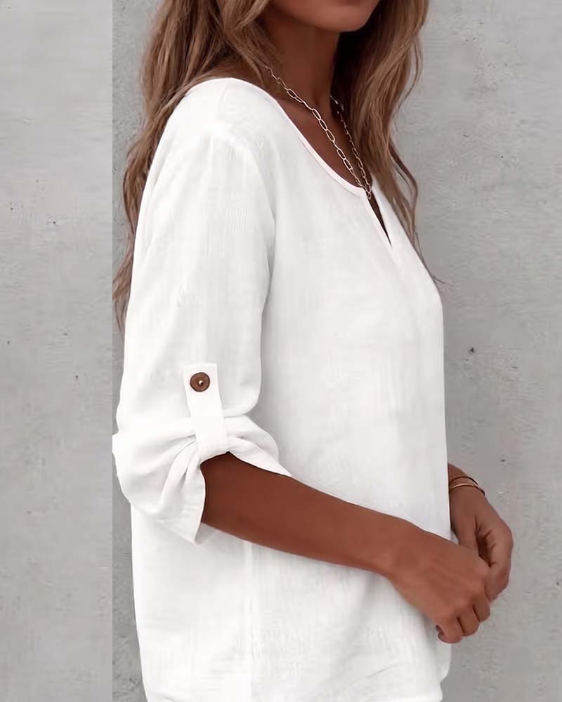 Half Sleeve Button Blouse Relaxed Fit | Senselle