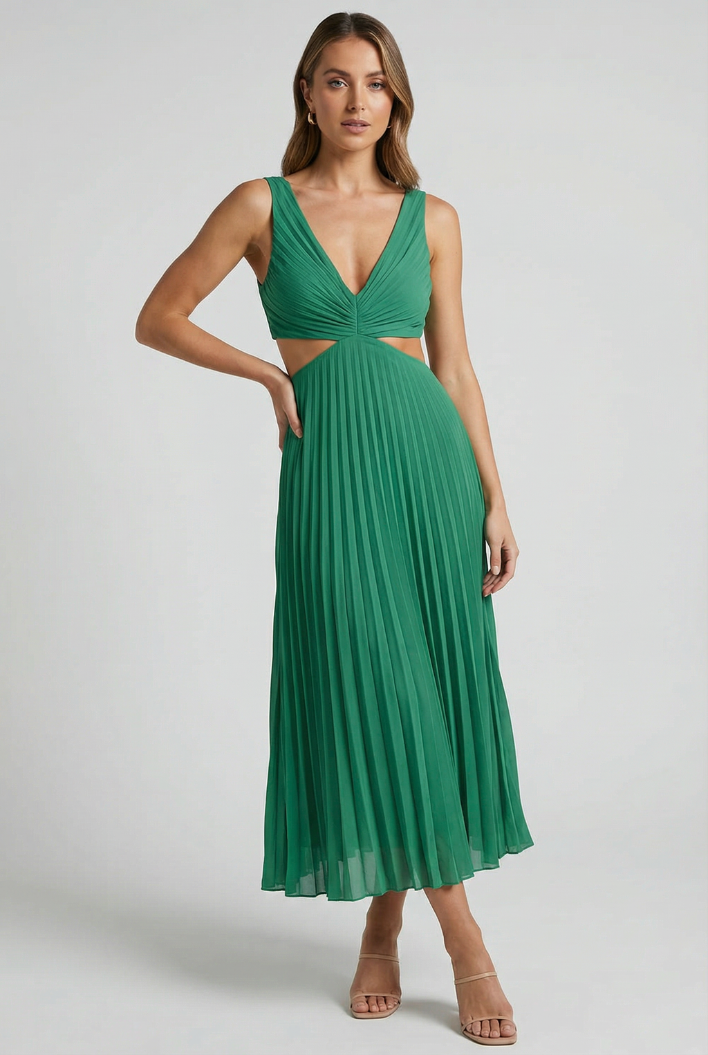 Women's Elegant Pleated Maxi Dress