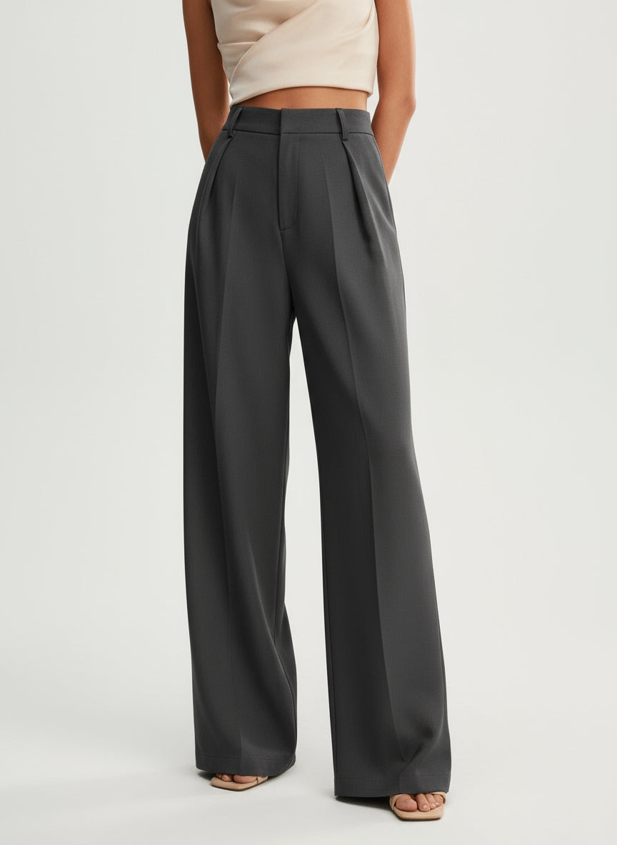 Wide leg tailored pants summer neutral styling - Senselle