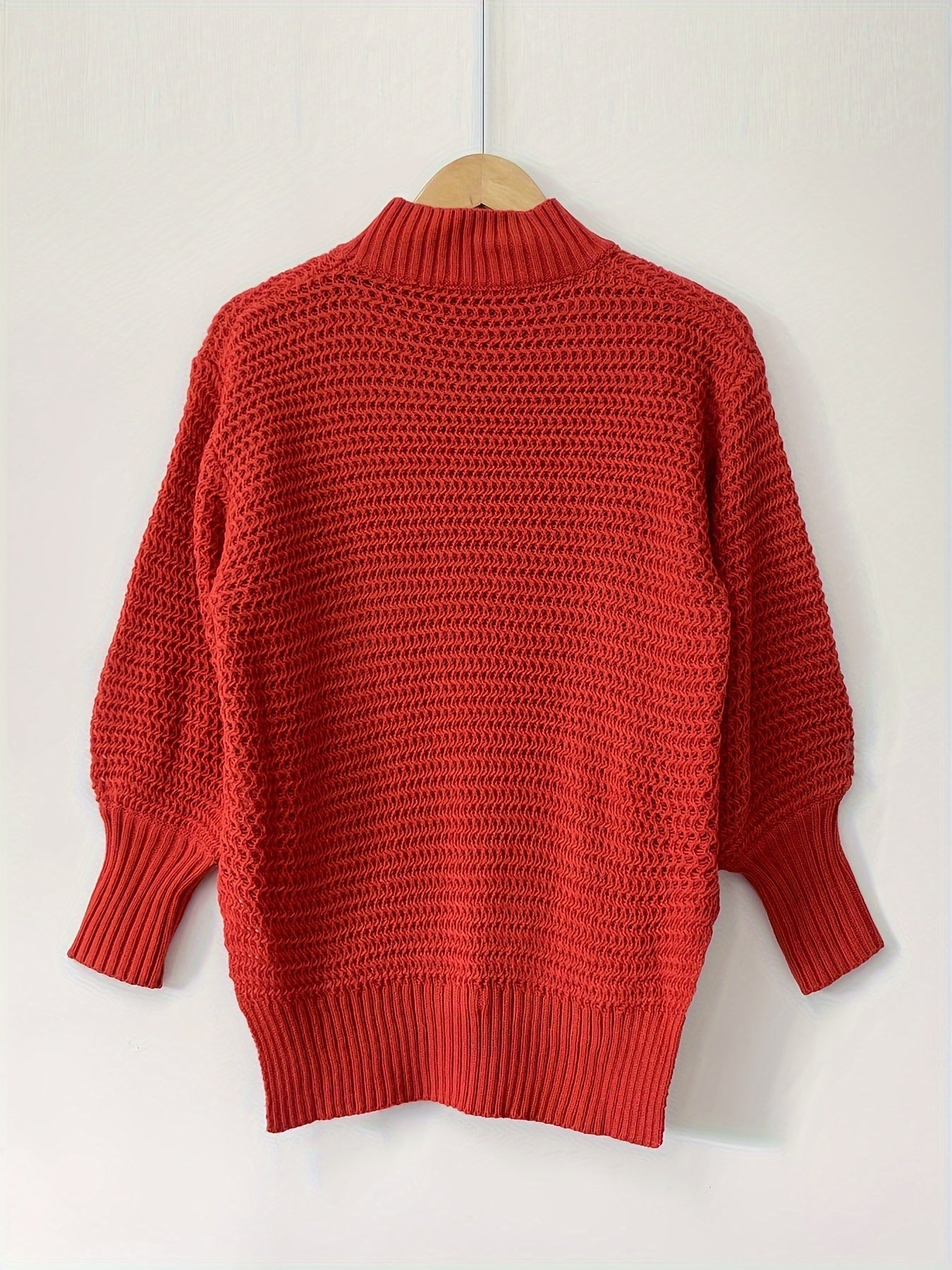 Red textured high-low sweater