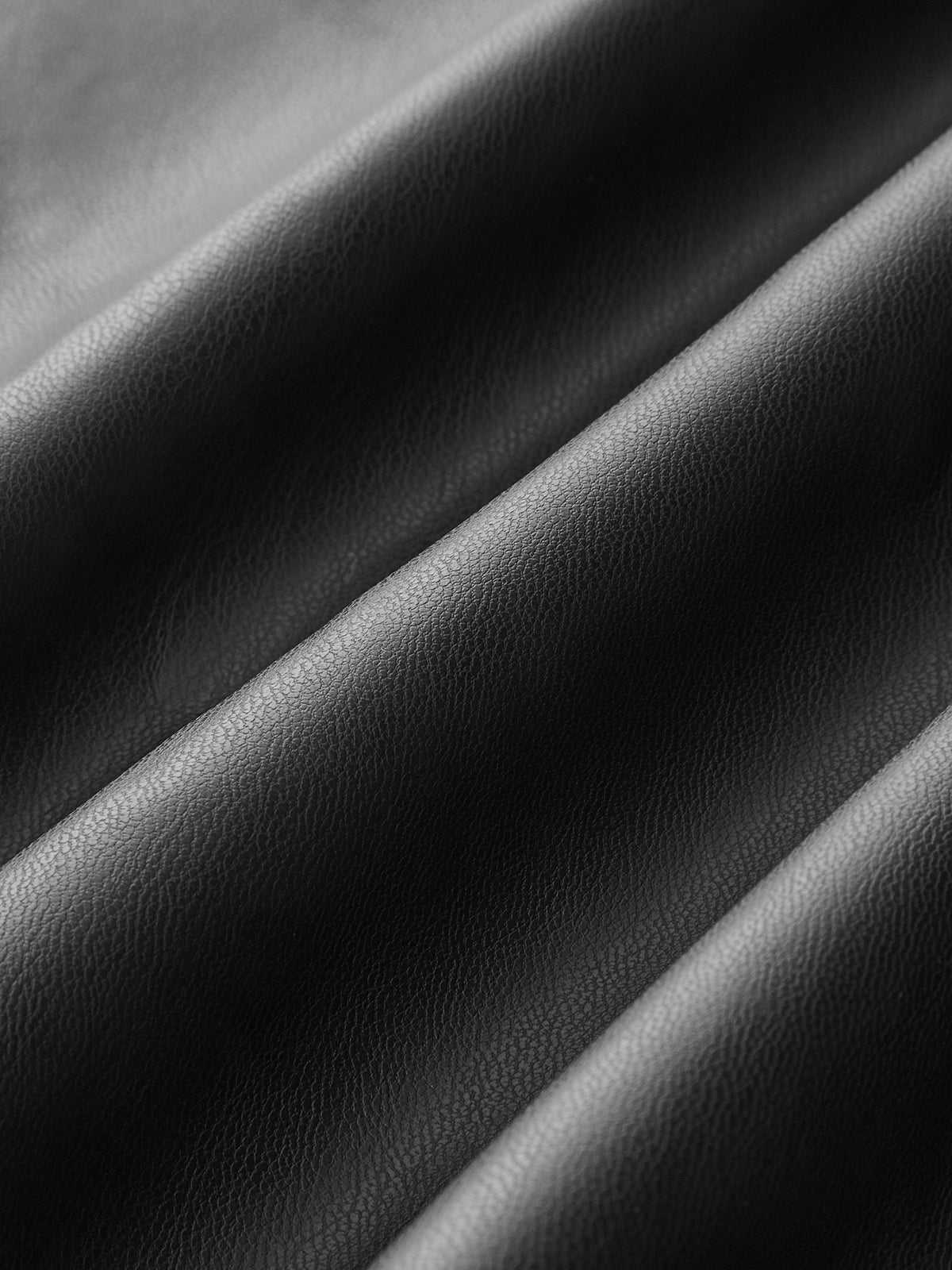 Ruched Faux Leather Midi Skirt with Front Slit