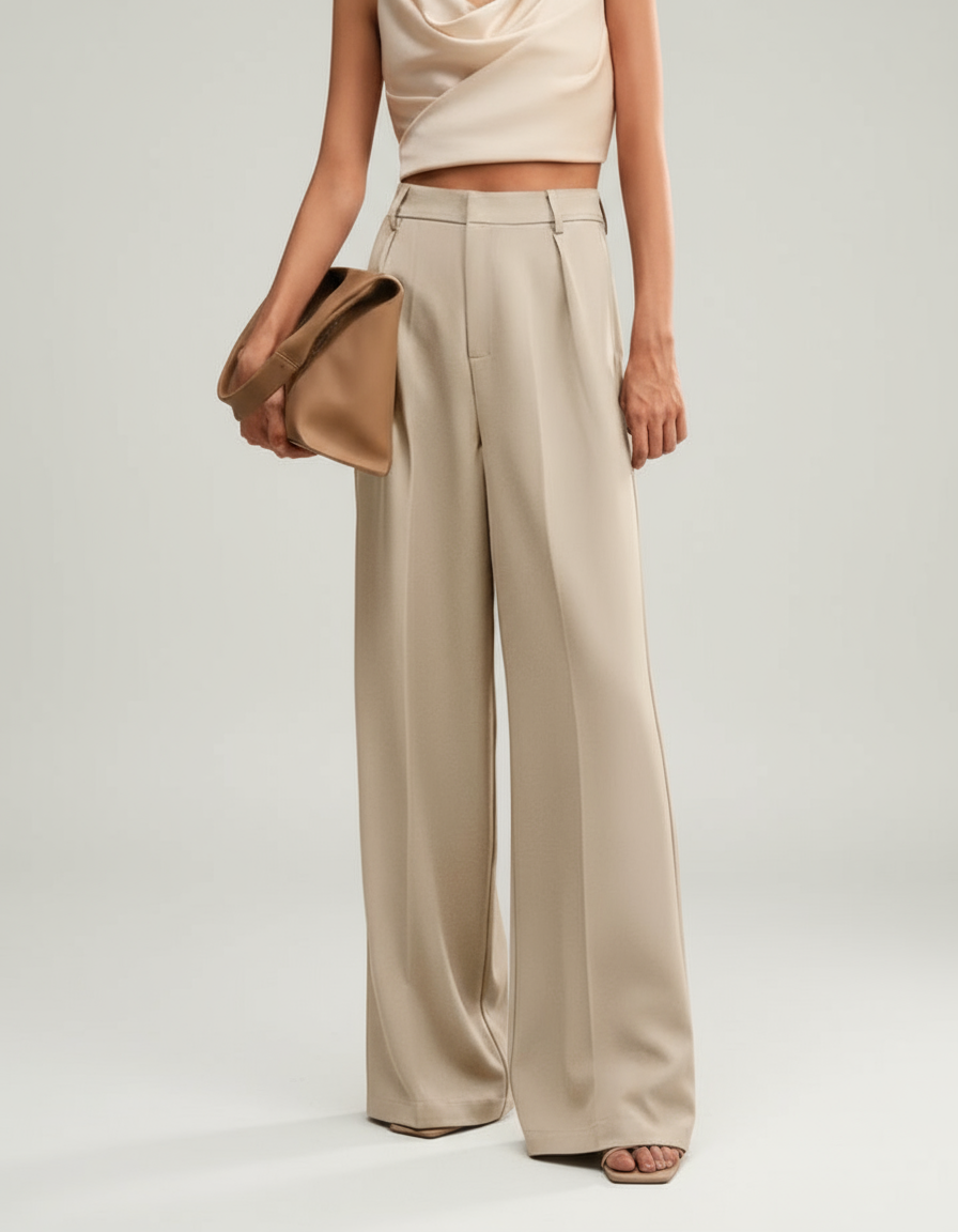 High waist wide leg tailored pants side view