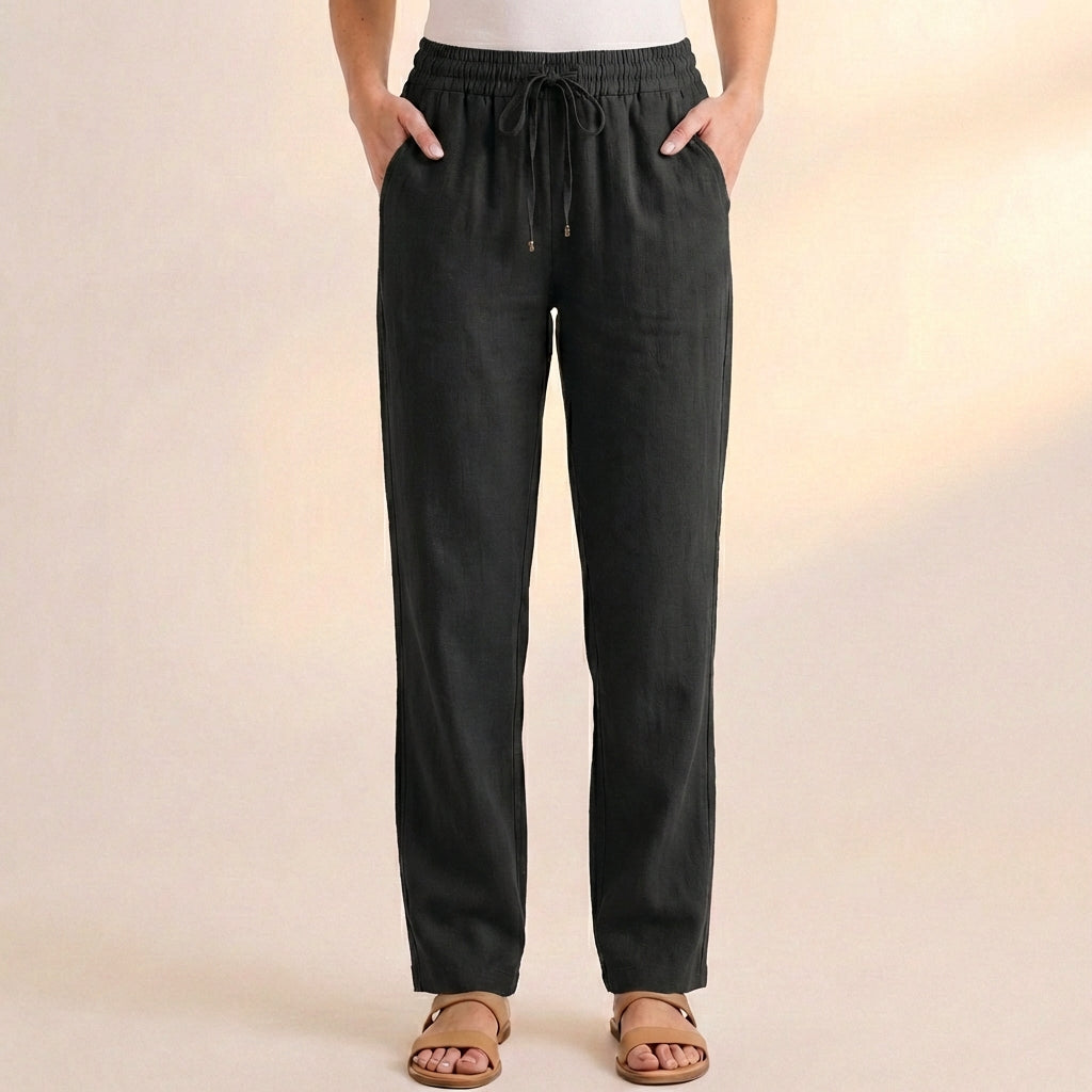 Relaxed-Fit Full-Length Blend Casual Drawstring Trousers