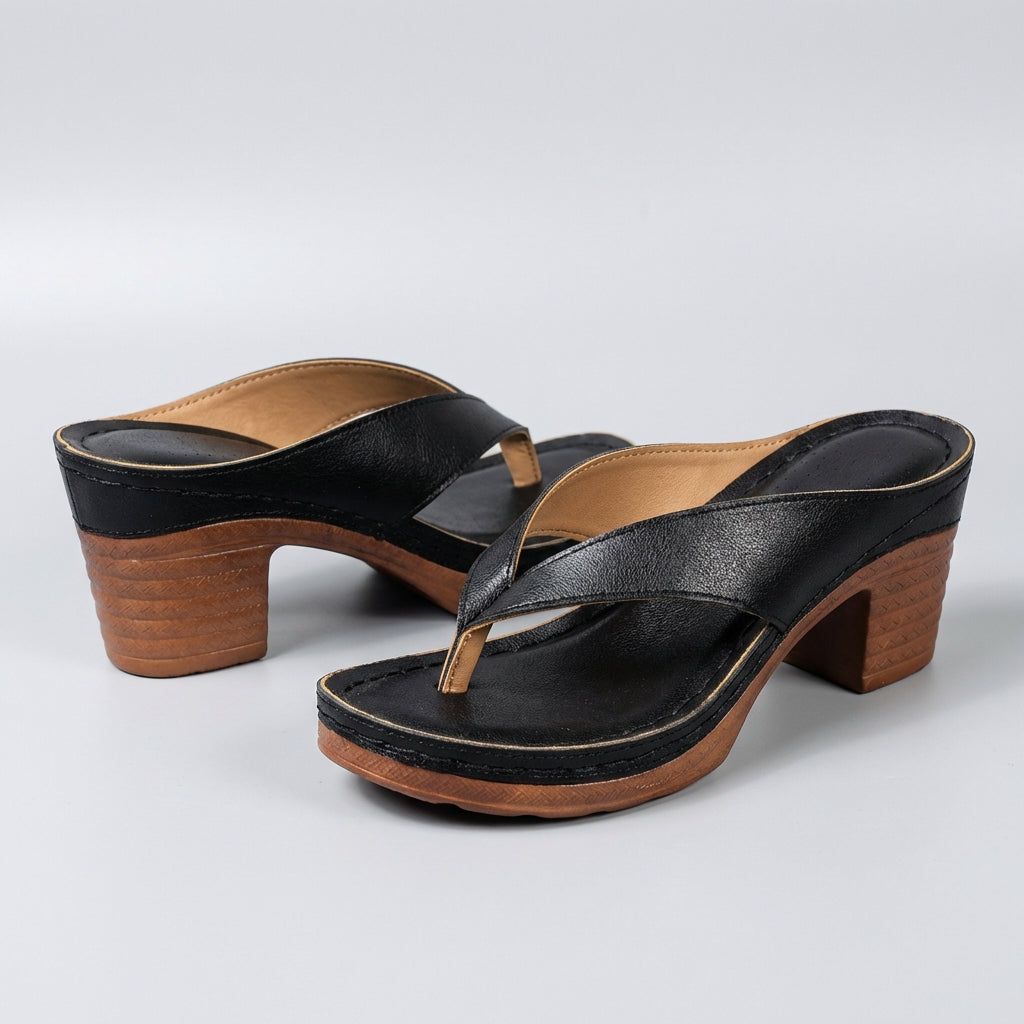 Block Heel Thong Sandals with Platform Sole for Effortless Elegance