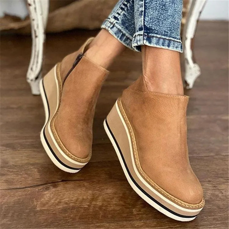 Khaki waterproof side-zip Boots, front view