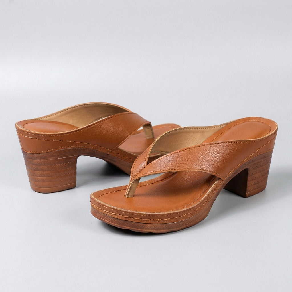 Block Heel Thong Sandals with Platform Sole for Effortless Elegance