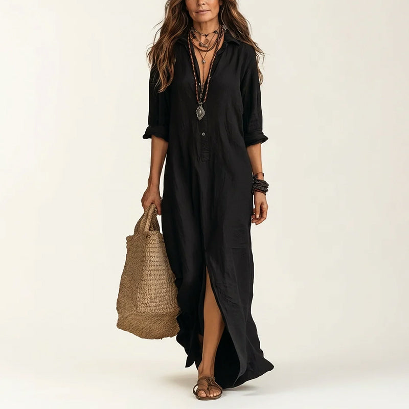 Alisa | Women's Collared Maxi Shirt Dress