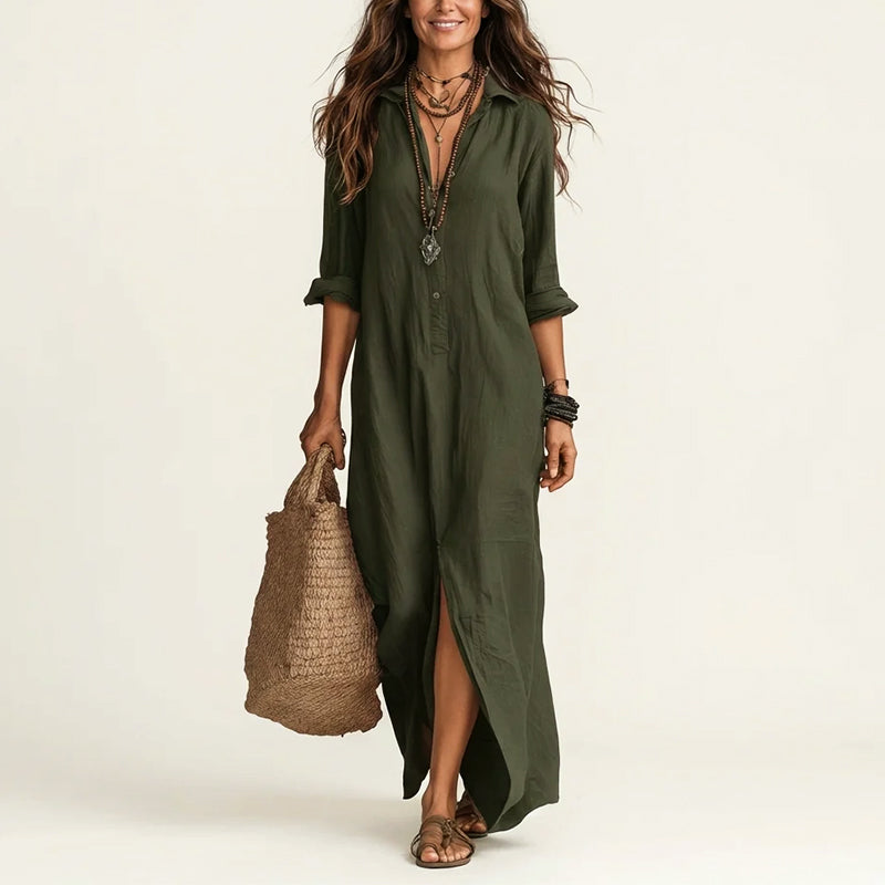 Alisa | Women's Collared Maxi Shirt Dress