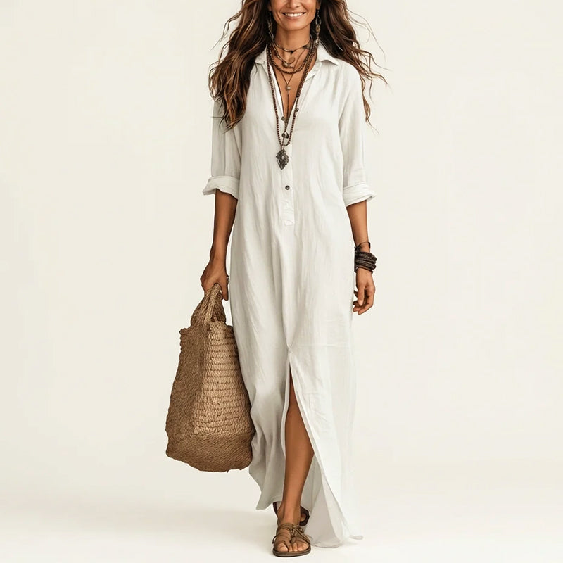Alisa | Women's Collared Maxi Shirt Dress