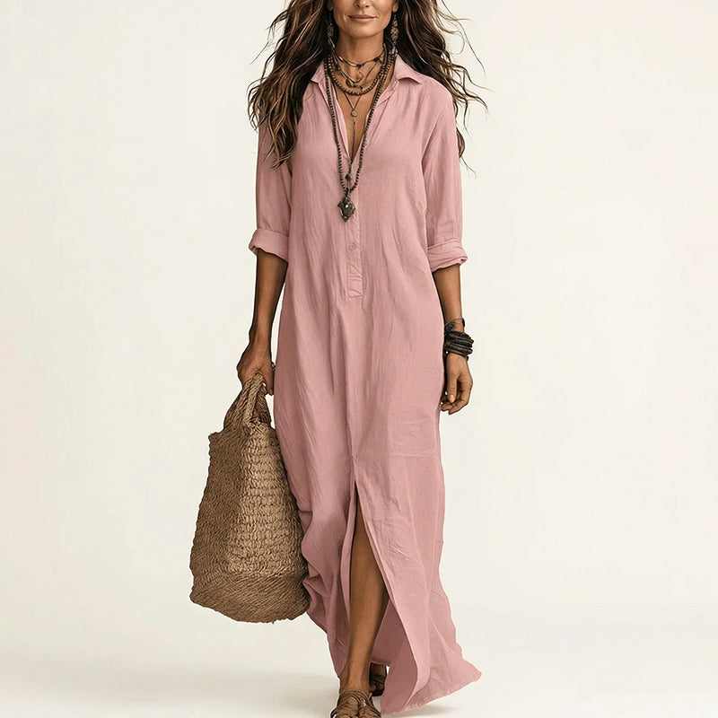 Alisa | Women's Collared Maxi Shirt Dress