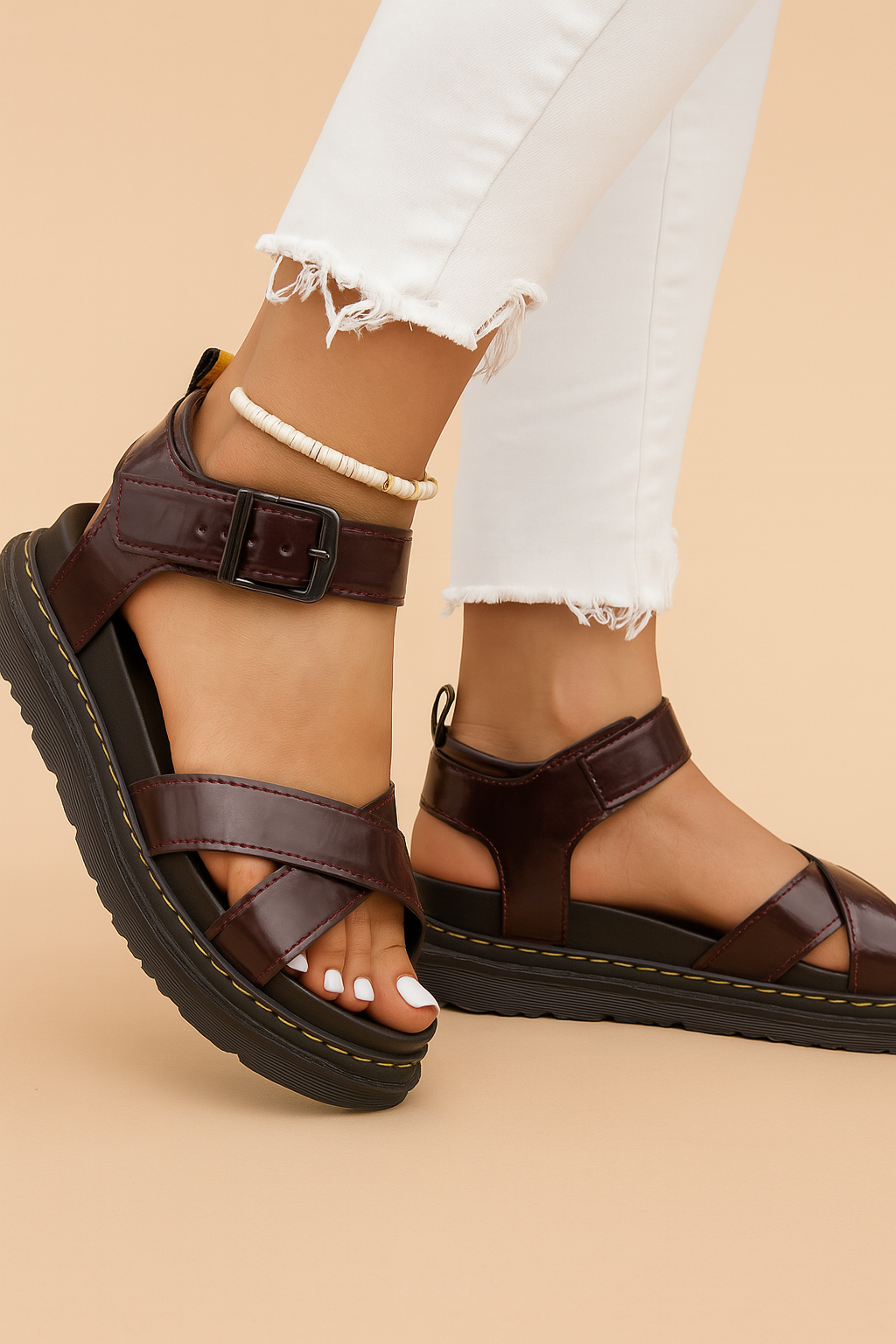 Strappy Platform Sandals Buckle Strap