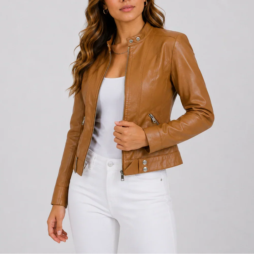 Brown Faux Leather Jacket