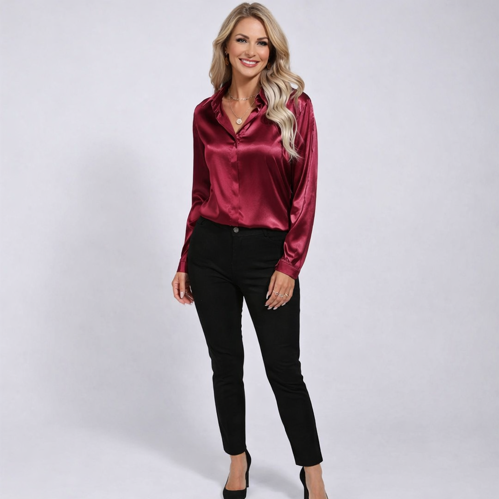Camilla - Women’s Button Down Long Sleeve Blouse