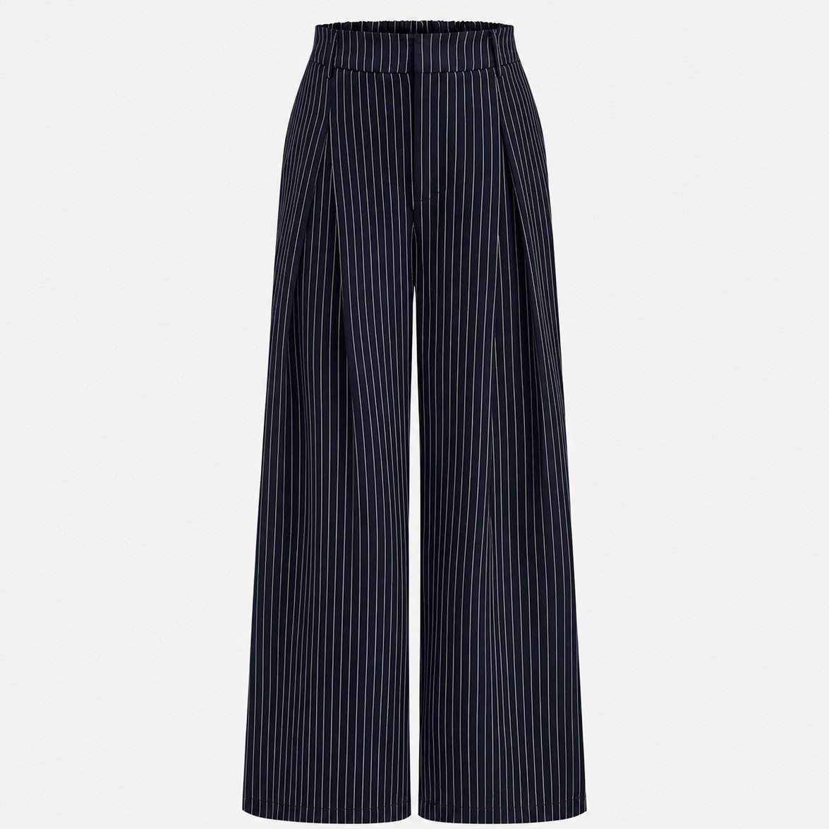 Pinstripe wrap top and wide-leg trousers co-ord set