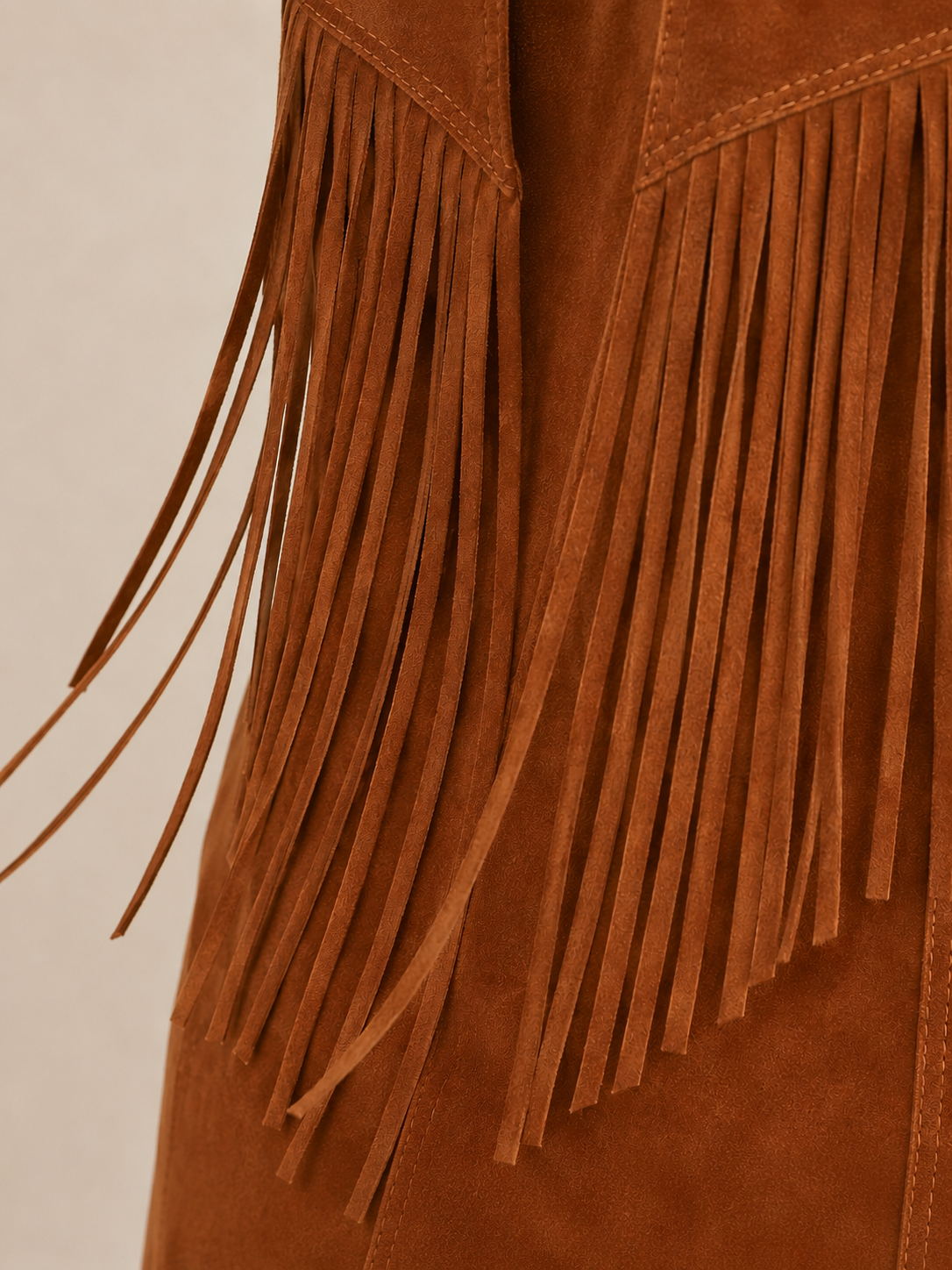 Brown Suede Fringe Vest Jumpsuit