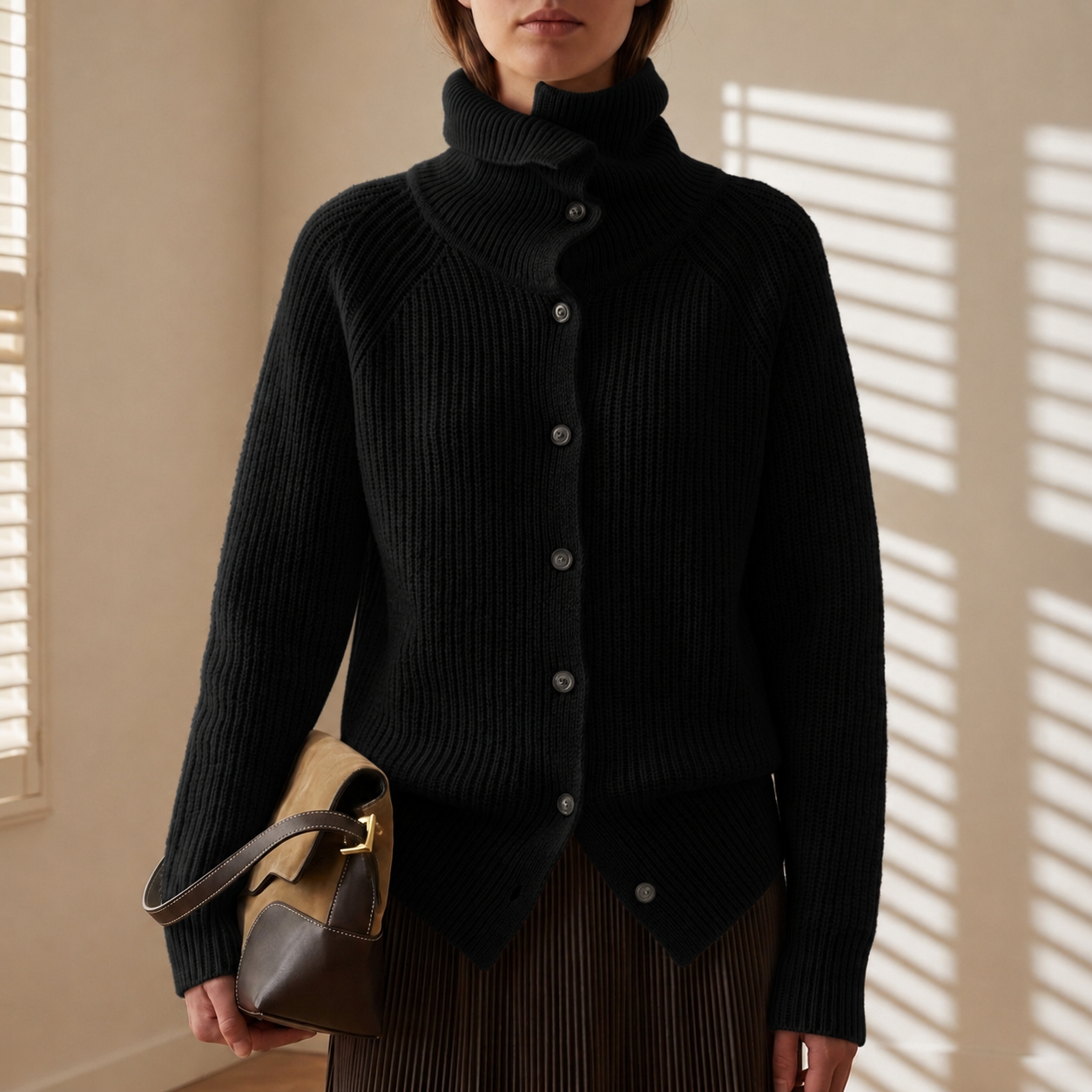 Black Chunky Knit Cardigan