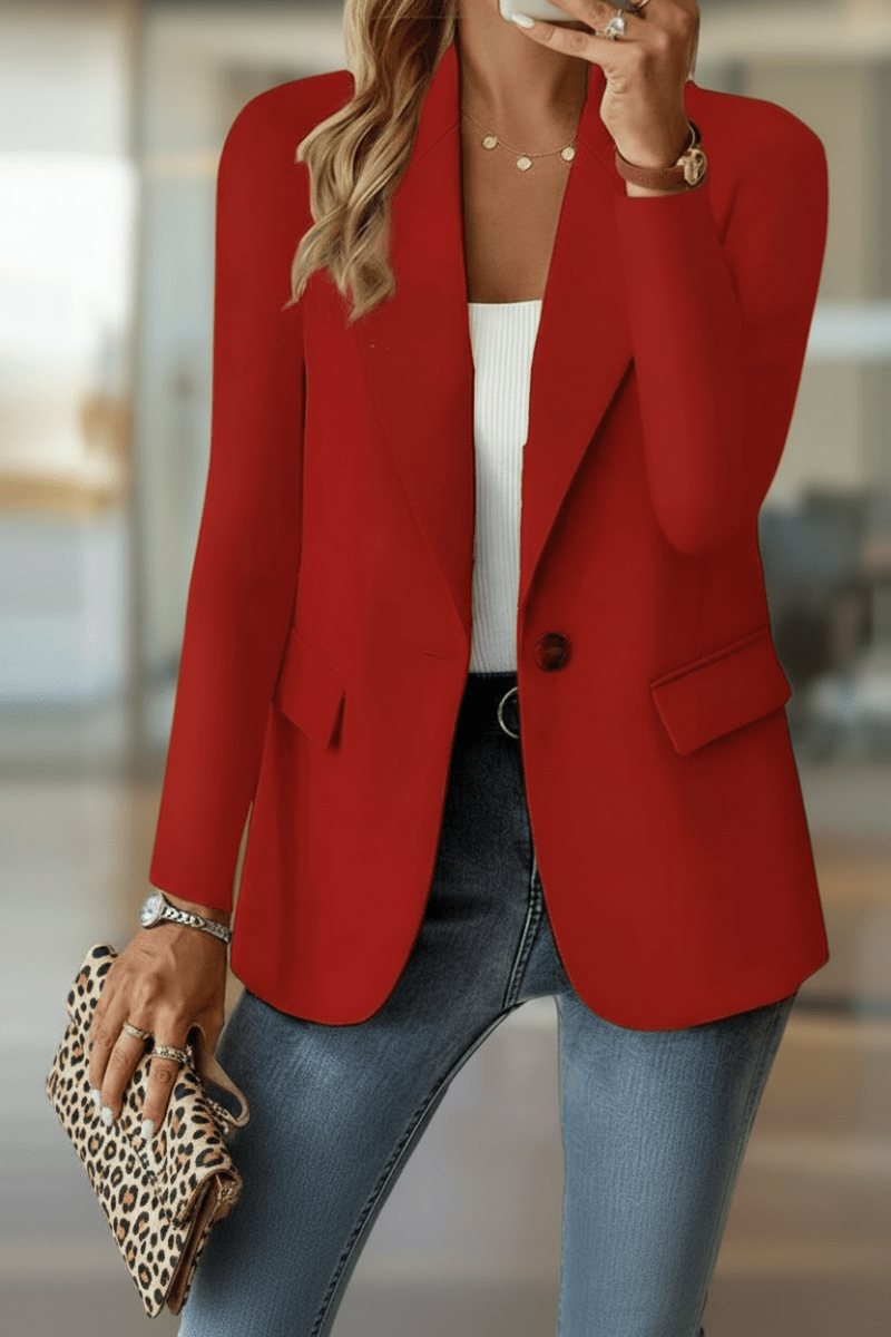 Red Tailored Blazer, front view