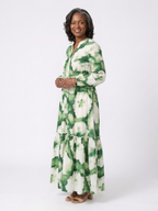 Floral Tiered Summer Dress with Balloon Sleeves and Tie Waist