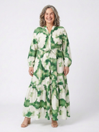 Floral Tiered Summer Dress with Balloon Sleeves and Tie Waist