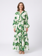 Floral Tiered Summer Dress with Balloon Sleeves and Tie Waist