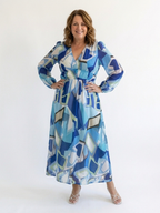 Floral Wrap Front Maxi Dress with Long Sleeves and Ruffle Tiered Skirt