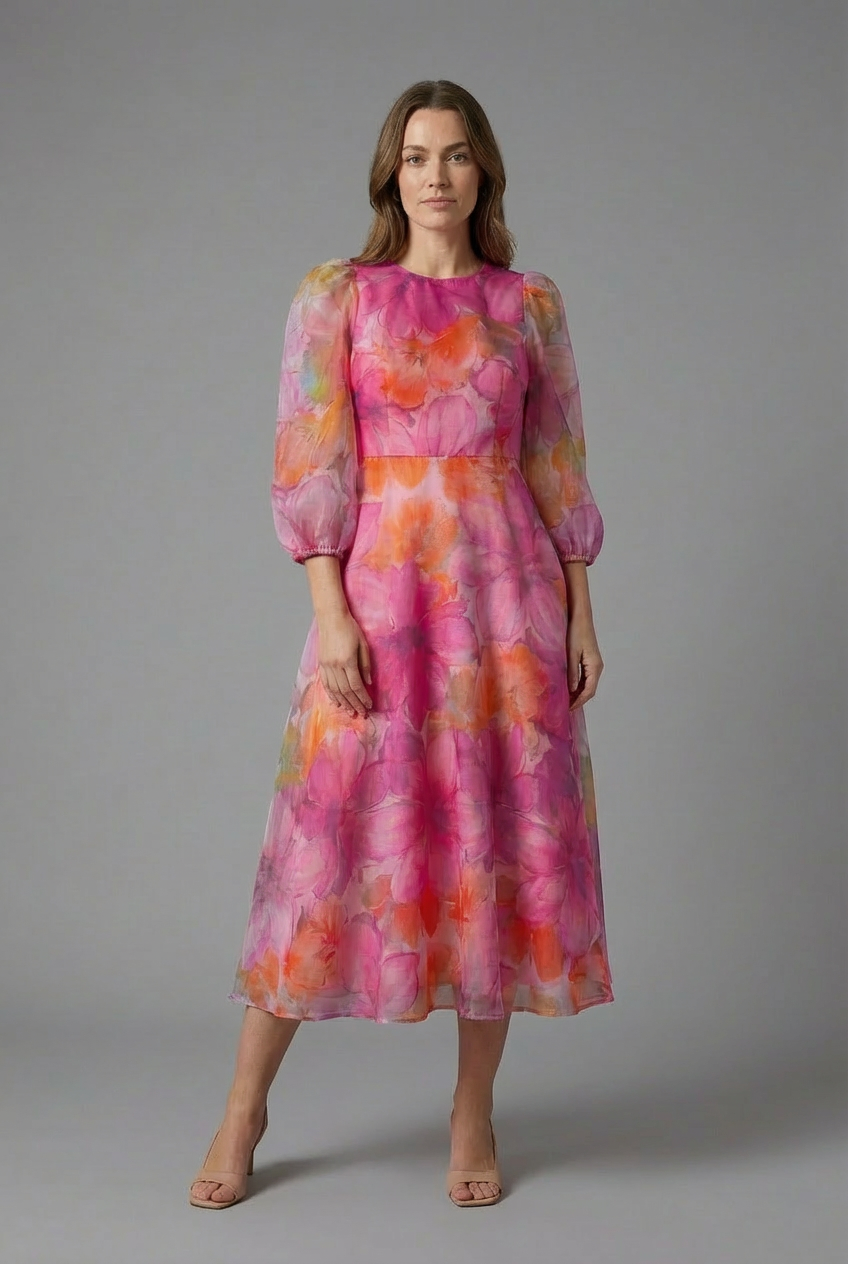 Ascot Floral Midi Dress Summer