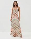 Spaghetti Strap Backless Striped Knit Maxi Dress