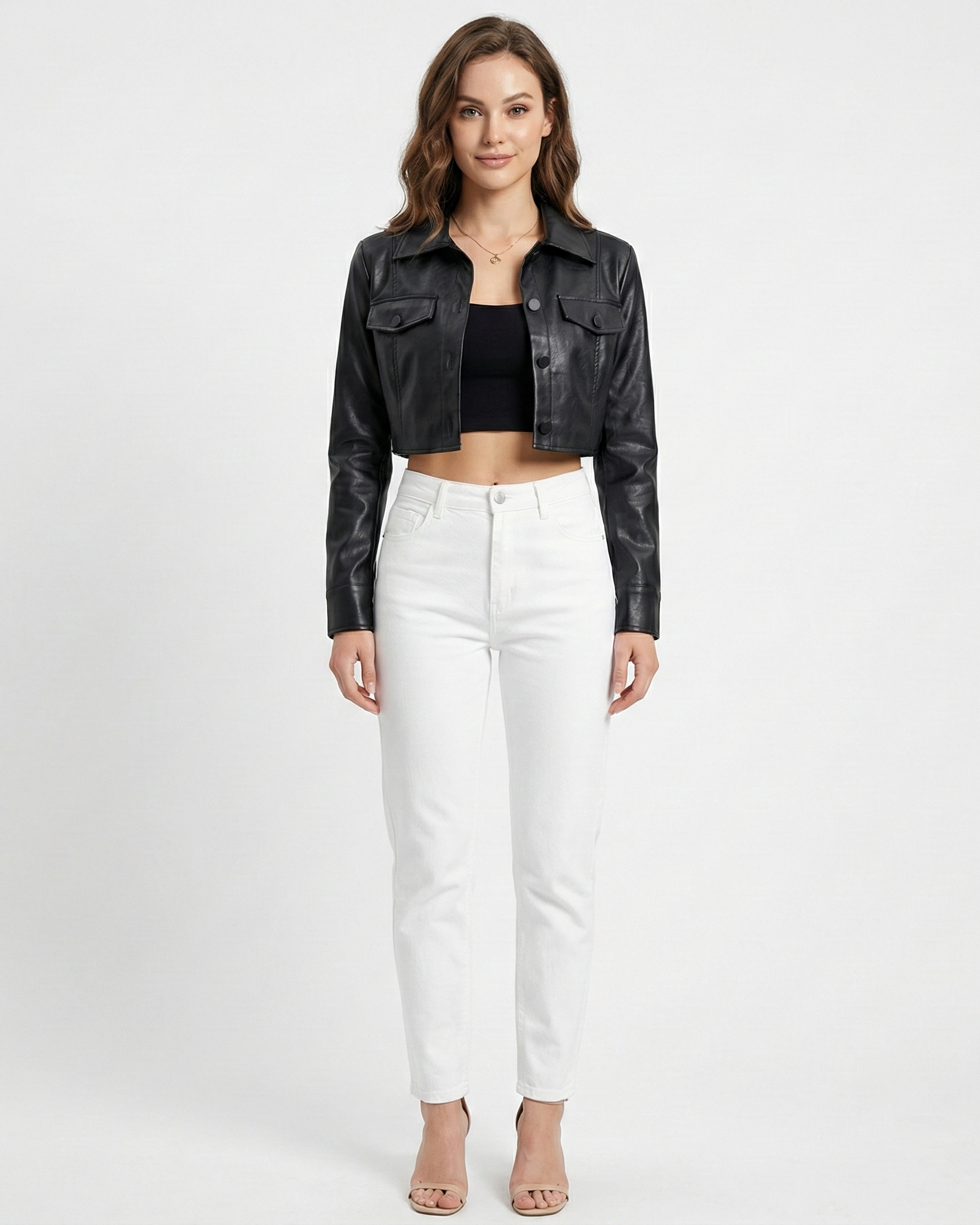 Kaia Cropped Leather Jacket