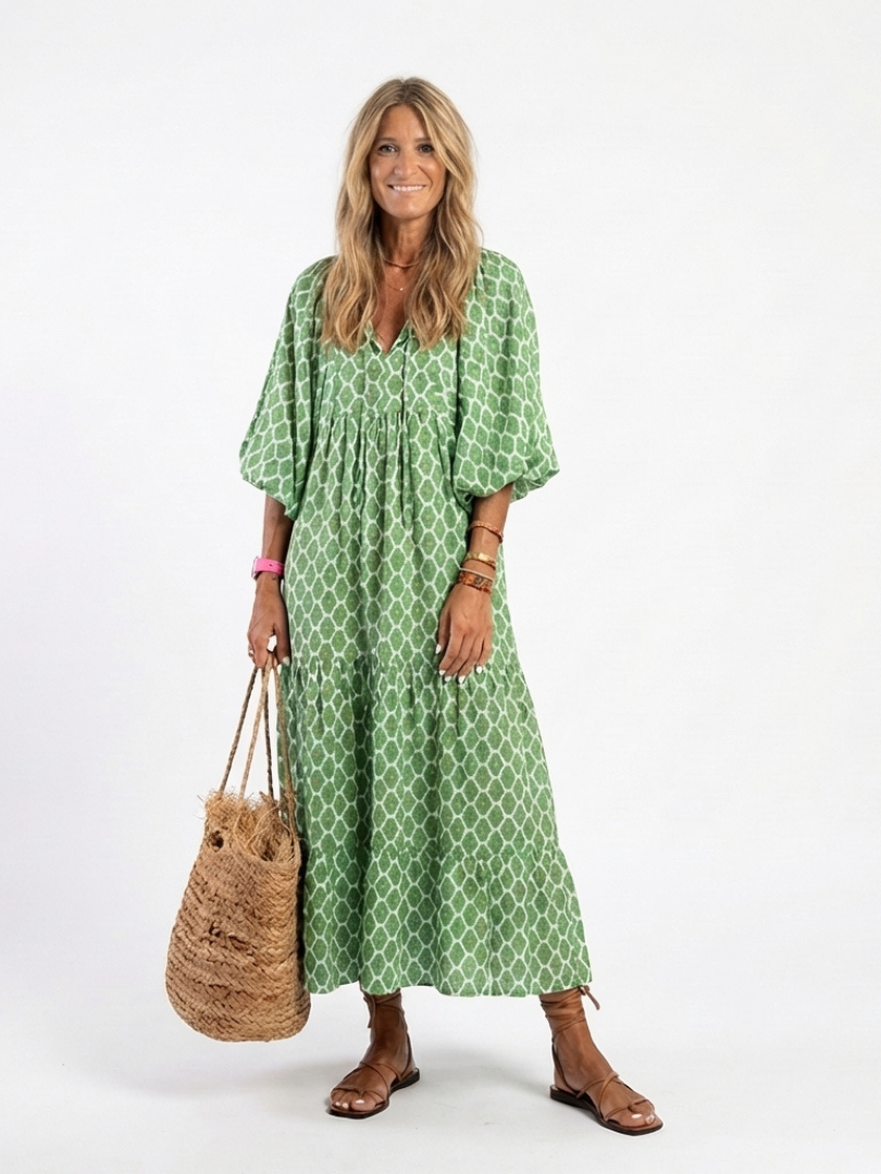 green geometric maxi dress Dalila Green Backless Asymmetrical Ruched Maxi Dress, XS / Green